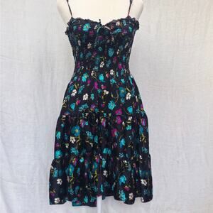 Vintage Betsey Johnson Silk Black Floral Semi Formal Dress